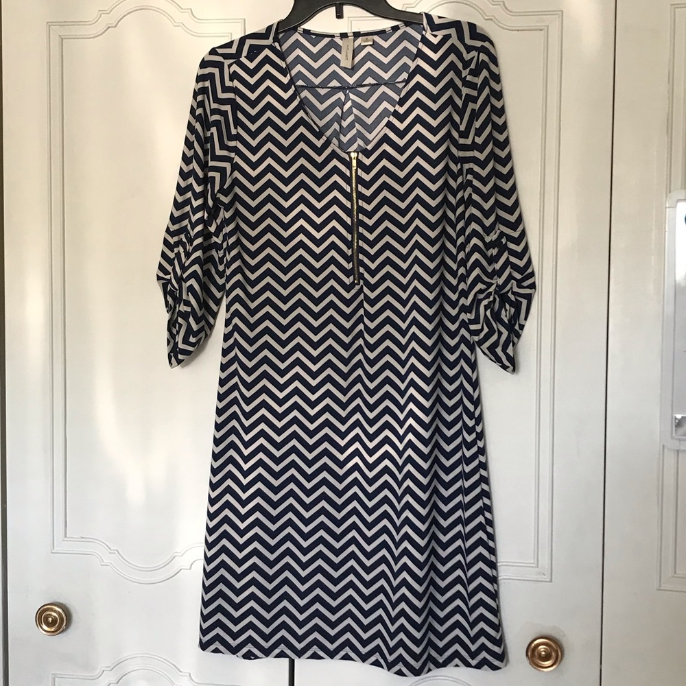 Navy blue and white dress